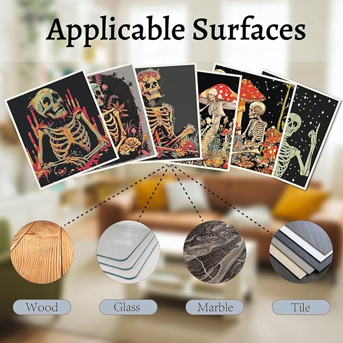 CREATCABIN 6Pcs Swedish Dishcloths for Kitchen Reusable Swedish Dish Towels Absorbent Cellulose Sponge Cleaning Cloths Washable Quick Drying No Odor Washing Dish Cloths Rags Black Skull 7.6 x 6.7 Inch