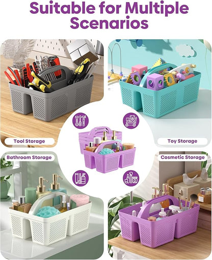 4 Pack Portable Shower Caddy, Integrated Handle, Reinforced Plastic, Organizer Storage Bathroom Supplies and Beauty Products, Cleaning Supplies, Shower Basket for Home, Dorm, Shelf and Cabinet