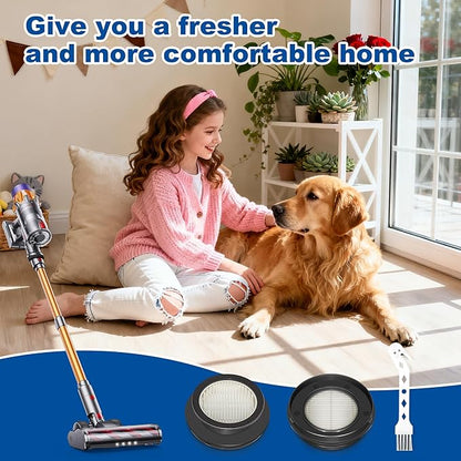 4 Pack X7A HEPA Filter Replacements Compatible with SunSare X7A-US Cordless Stick Vacuum Cleaner with Touch Screen and SunSare X7A Handheld Vacuum Cleaners for Home, 4 HEPA Filters, 1 Cleaning Brush