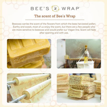 Bee's Wrap Beeswax Wraps for Bread - Beeswax Bread Wrap for Sourdough & Bread Storage - Plastic Free Made in USA Reusable Natural Food Wrap - Bees & Bears