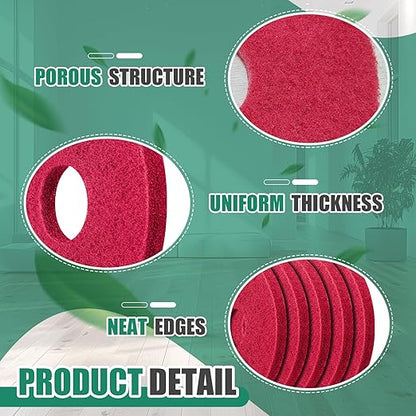 Teenyyou 5 Pcs 12" Cleaning Orbiter Pads Commercial Floor Buffer Pads Hardwood Floor Maintenance Scrubber Polisher Cleaning and Stripping for Orbiter Machine (Red)