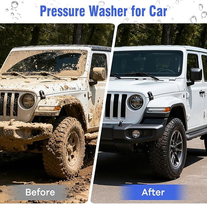 Pressure Washer, Power Washer with 4 Quick Connect Nozzles 1 Foam Cannon, High Pressure Cleaning Machine for Cars/Fences/Driveways/Patios/Farms/Home Cleaning(Light Blue)