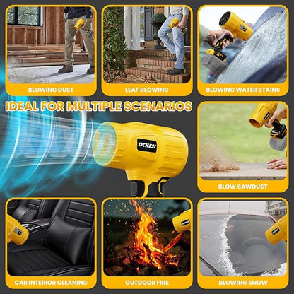 Electric Cordless Leaf Blower Dust Blower for Dewalt 20V Max Battery, High-Speed Brushless Motor Handheld Jet Fan Air Blower for Patio Cleaning, Lawn Care, Blowing Leaves and Dust (No Battery/Charger)