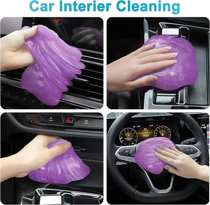 FiveJoy Car Cleaning Gel Kit - Universal Car Detailing Putty for Car Interior - Reusable Goop Cleaner Supplies Auto Slime for Home, Office, Keyboard, Computer 2Pack Purple