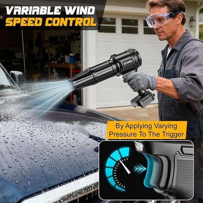 Brushless Cordless Leaf Blower Compatible for Dewalt 20V Battery(NO Battery), Mini Turbo Jet Blower With 2 Nozzles, Lightweight & One-hand Use, For Patio Garage Yard Snow Cleaning Car Dryer(Tool Only)