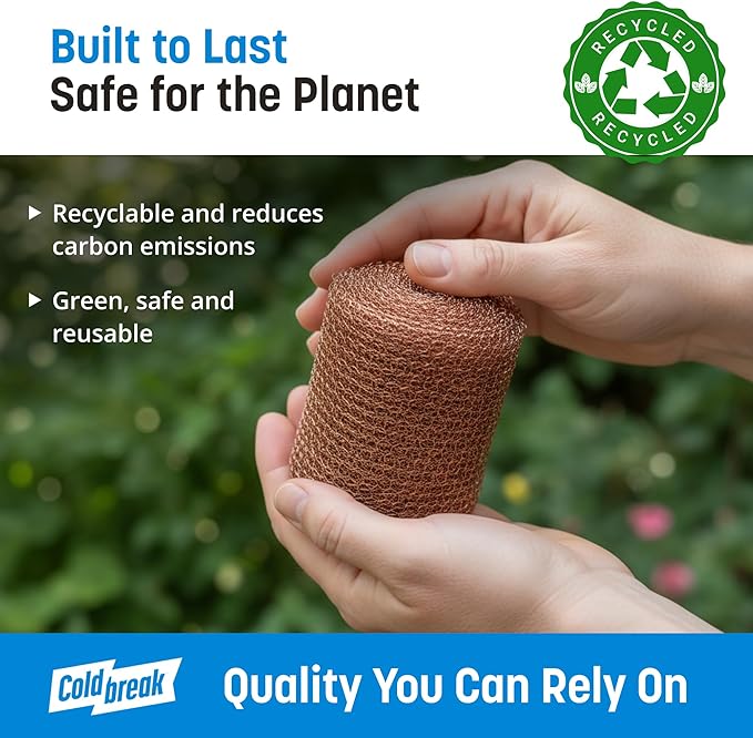 Coldbreak Copper Mesh Rodent Control – 5" x 100' Rustproof Copper Wool Roll for Wall Hole Filler, Rodent Control, Bat & Snail Blocker – Perfect for Hole Sealing, Gardening & Water Pipe Openings