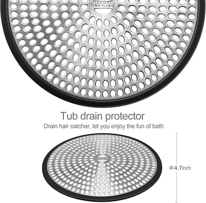 LEKEYE Shower Drain Hair Catcher | Strainer | Shower Stall Drain Cover | Bathroom Drain Protector Stainless Steel and Silicone(Black)