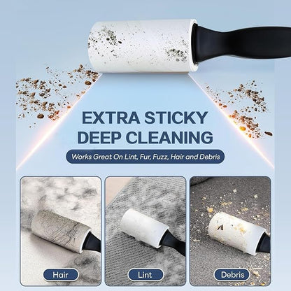 Lint Rollers for Pet Hair Extra Sticky, 600 Sheets Value Set Lint Roller with 2 Upgraded Handles, 6 Rollers Portable Pet Lint Remover for Clothes, Furniture, Carpet, Dog & Cat Hair Removal