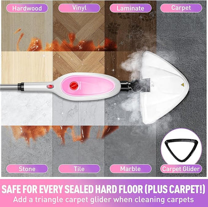 Steam Mop & Detachable Handheld Steamer 2-in-1 Design, 20s Fast Heat-Up, 16FT Power Cord, 10-in-1 Multi-Purpose Steam Cleaner for Hardwood Floors/Carpet/Tile/Grout/Window/Stove for Deep Home Cleaning