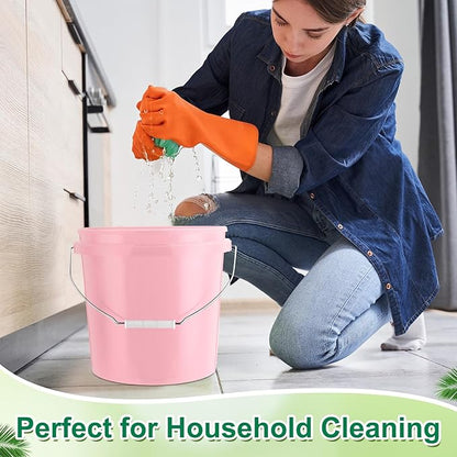 Tioncy 10 Pcs 2 Gallon Plastic Bucket with Lid Heavy Duty 2 Gallon Bucket Pail with Lid Handle for Storage Container Home Household Cleaning (Light Pink)
