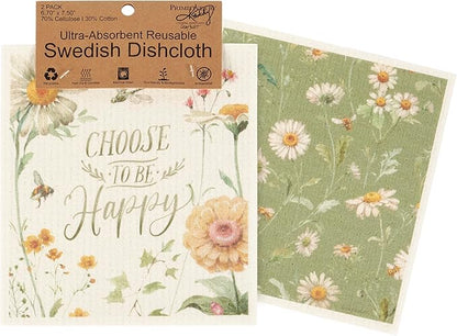 Primitives by Kathy Swedish Cloth Set of 2 - Choose Happy