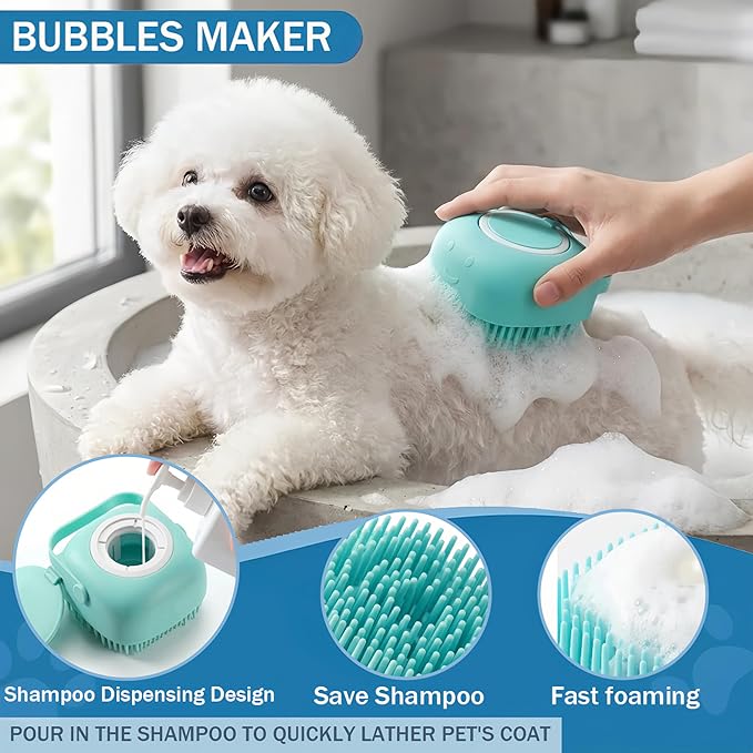 19PCS Dog Bath Kit & Dog Brush Kit for Dogs & Cats - Professional Pet Grooming Tools Set with Shedding Brush, Bath Scrubber, Dematting Comb & Storage Bag - Complete Dog Washing Essentials, Blue