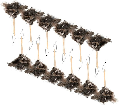 Superio Ostrich Feather Duster Fluffy Dust Remover, with Wooden Handle Reusable for Cleaning Homes, Ceilings, and Furniture (12 Pack)