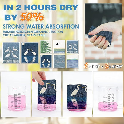 Swedish Kitchen Towel Set Reusable Kitchen Towel Set Absorbent Cellulose Sponge Cloth Biodegradable Ideal for Household Kitchen Cleaning 8-Piece Set