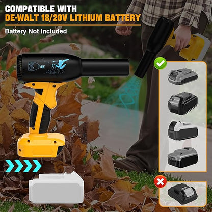 Mini Blower Compatible with Dewalt 20V Battery, Electric Leaf Blower 90000RPM with 3-Speed Mode Handheld Blower for Car Seats, Snow Blowing, Lawn Care, Yard, Cleaning Keyboards (No Battery)