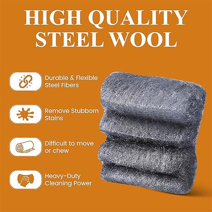Steel Wool Grade # 000 - Extra Fine Grade - 16 Pads Multi-use for Buffing, Waxing, Polish, Multi-Purpose (#000-16 Pads)