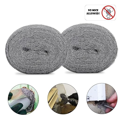 0000 Steel Wool for Mice Control - 4 Pack 8.5 ft 0000 Steel Wool with Gloves and Scissors