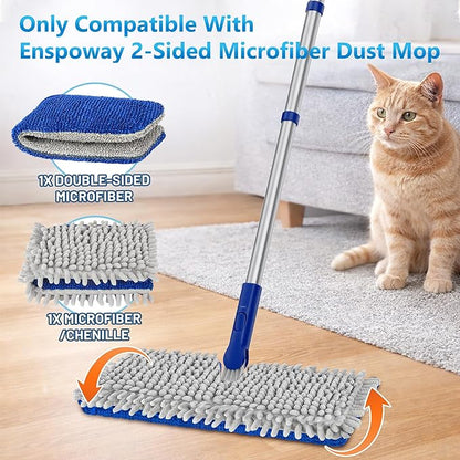 Reusable Mop Pads for Enspoway Dust Mop - Double-Sided Microfiber Chenille Refills for Kitchen Bathroom Tile Cleaning - Washable Absorbent Pads for Hardwood Laminate Floor Cleaning Only for B0FRDZDTMP