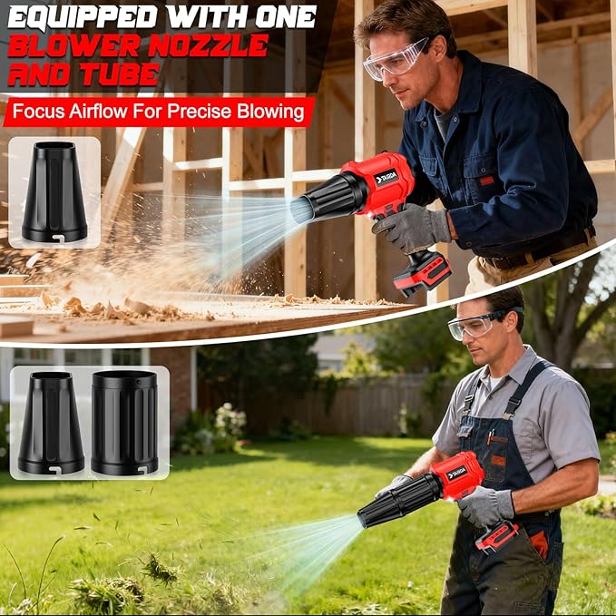 Cordless Leaf Blower Compatible for Milwaukee 18V Battery(NO Battery), Mini Turbo Jet Blower with 2 Nozzles, Lightweight & One-Hand Use, for Patio Garage Yard Cleaning Car Dryer(Tool Only)