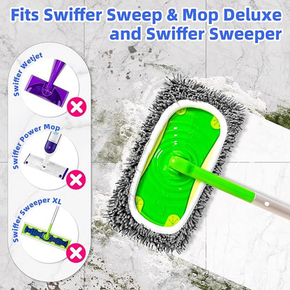 Reusable Microfiber Mop Pads Compatible with Sweeper Mop, Replacement Wet Mopping pad Refills & Washable Dry Sweeping Cloths for Use on All Sealed Floors - Stone, Hardwood, Laminate & Tile (6 Grey)