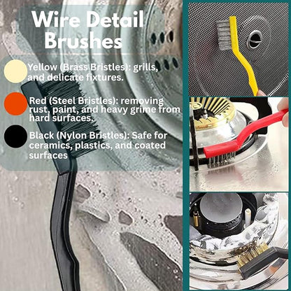 Crevice Cleaning Brush Set 11-Piece Multi-Purpose Hard & Soft Bristle Brushes for Kitchen, Bathroom Tile Grout Sink Bottles & Crevices Deep Cleaning Tools for Home Car & Appliances Black & White