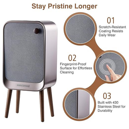 Motion Sensor Touchless Trash Can for Living Room Bedroom, 5.3 Gallon/20L Automatic Stainless Steel Slim Tall Garbage Can with Butterfly Lid&Legs, Eclipse Grey