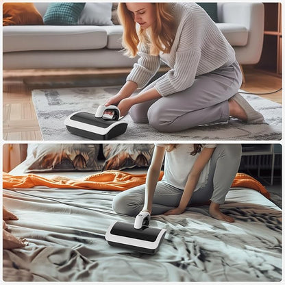 Mattress Vacuum Bed Vacuum Cleaner with UV 18000pa Super Suction Power，HEPA Filter 253.7nm UV-C Light & 30000 RPM/Min Brushroll Rotation & Heating & Ultrasonic Quintuple Tech (Corded)