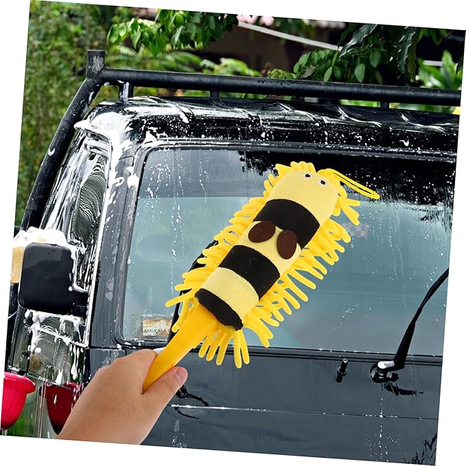 Cartoon Chenille Car Wash Brush with Long Handle Versatile Microfiber Duster for Vehicle Cleaning and Household Use Cute Animal Design for Efficient Dust Removal