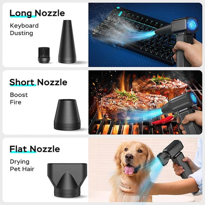 Compressed Air Duster,130000RPM Electric Portable Air Duster,Stepless Speed Mini Blower,No Canned Dust Blower,Rechargeable Cordless Jet Fan for Computer Keyboard Car Cleaning,Dry-Yellow