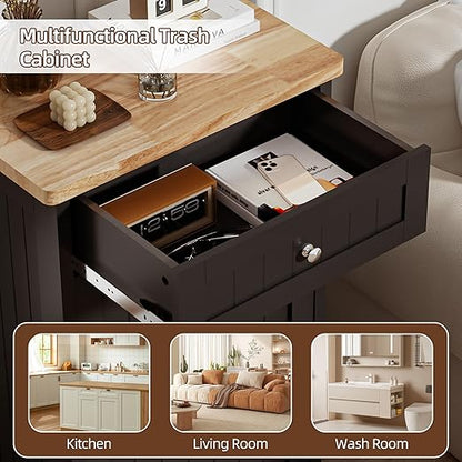 AHB 13 Gallons Tilt Out Trash Cabinet, Hidden Trash Can Cabinet Kitchen Wooden Tilt Out Pet Proof Hidden Trash Bin for Kitchen Living Room, Black