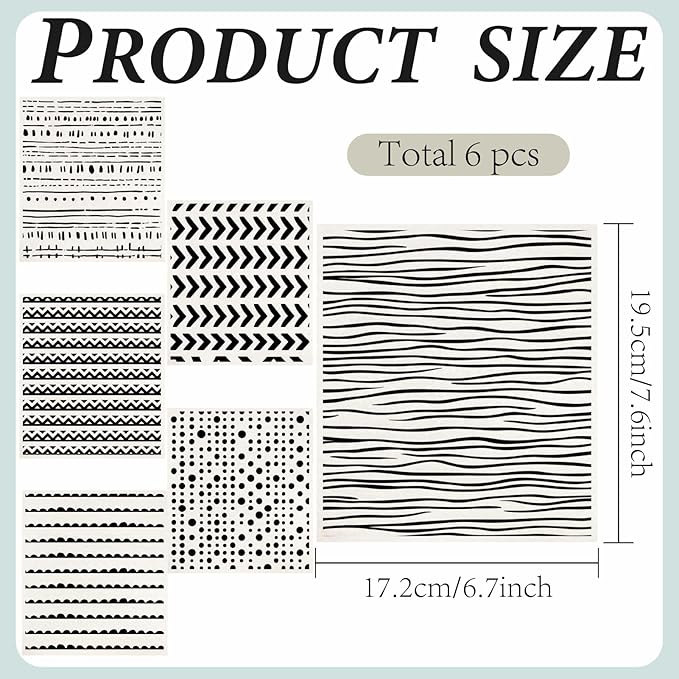 6 Sheets 6 Styles Geometric Kitchen Dish Cloths Black and White Swedish Dishcloths Minimalist Reusable Kitchen Sponge Cloths Quick Drying Absorbent Towels for Dishes Countertop Bathroom Use