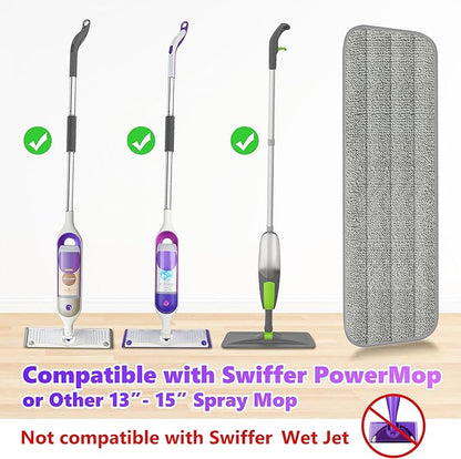 6 Pack Reusable Mop Pads Compatible with Swiffer PowerMop, Wood Floor Pads Microfiber Mop Replacement Refills Machine Washable for All Floor Surfaces