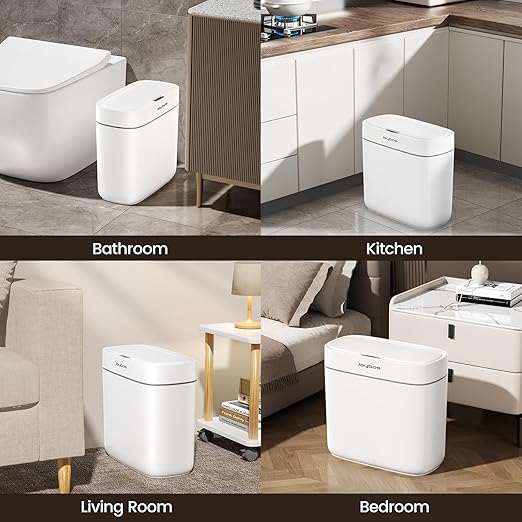 MOPALL Automatic Motion Sensor Bathroom Trash Can with Lid, 3.5 Gallon Touchless Garbage Can, IPX5 Waterproof Smart Small Waste Basket for Bedroom Kitchen Office