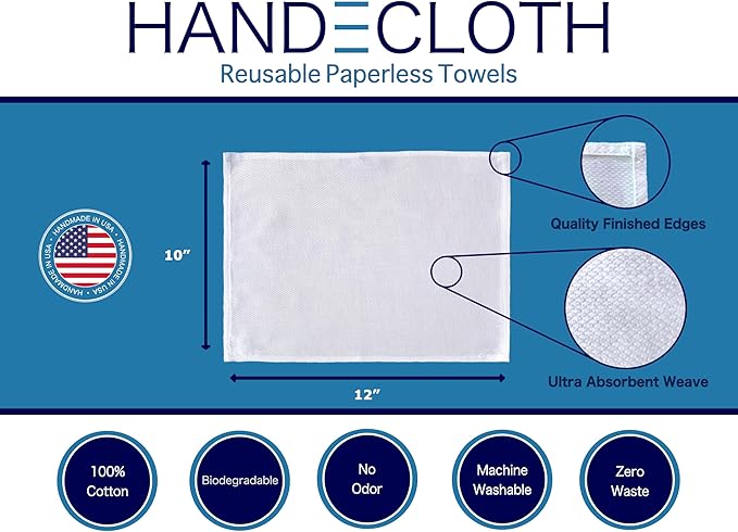 Reusable Hand Towels for Bathroom/Towels and Cork Fabric Basket/American Made/Machine Washable/Absorbent/Durable Edges and No Pilling (Paisley & Cork Basket, 6 Cloths)