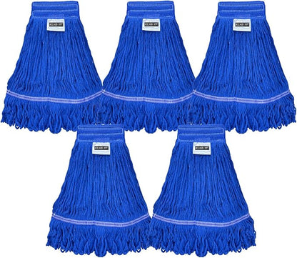 Heavy Duty Wet Industrial Cleaning Mop Head – 21 oz Blue mop Head Replacement Cotton Washable Industrial mop Heads Heavy Duty for Commercial & Home Cleaning（Blue）