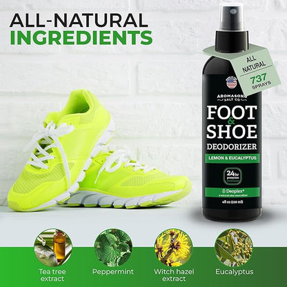Aromasong Natural Shoe Deodorizer and Foot Spray | 2-Pack | 24-Hour Freshness Foot Odor Eliminator for Feet - Extra Strength Fresher for Smelly Shoes & Stinky Feet Spray with Refreshing Scent, 4oz