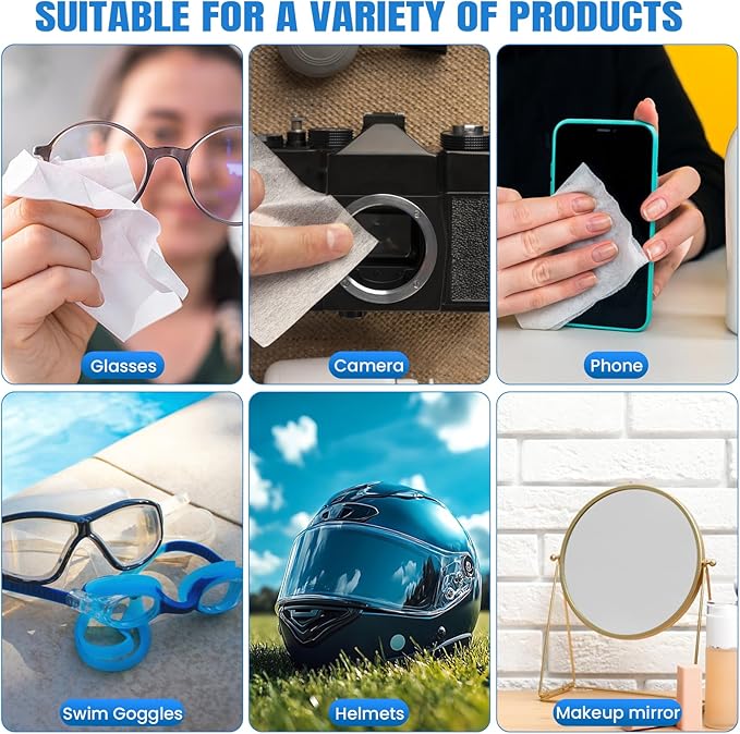 VOISEN Lens Wipes for Eyeglasses,250 Pack Eye Glasses Cleaner Wipes,Pre-Moistened Individually Wrapped Lens Wipes,Non-Scratching Non-Streaking,Safe for Eyeglasses, Goggles, Camera Lens, Phone