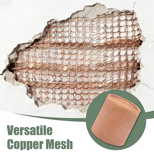Copper Mesh Rodent Control, 5" x 100 ft Rustproof Copper Mesh Roll 100% Premium Copper Wool for Sealing Holes, Blocks Slugs, Snails, Mice & Pests – with Scissors, Gloves Shovel & 8PCS Lawn Staples