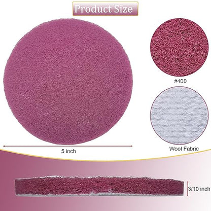 Tonmp 10 PCS 5 Inch 400 Grits Multipurpose Scrubber Scouring Pads Flocking Scuff Pads -Hoop and Loop Scuff Pads Conditioning Discs Polishing Pad for Furniture Automotive Cleaning, Rust Removal