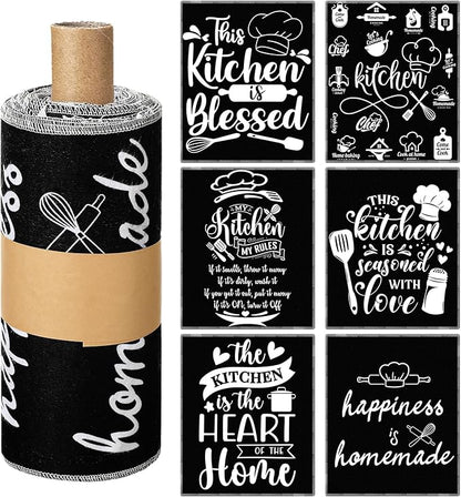 Mindsoft 36 Pcs Farmhouse Kitchen Homemade Reusable Paper Towels Rolls Washable Bulk Spring Kitchenware Black White Towels Paperless Reusable Cloth Cotton Napkins with Cardboard for Kitchen Bathroom
