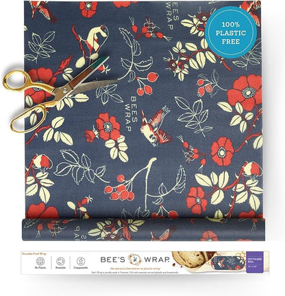 Bee's Wrap Beeswax Wraps for Food - Cut to Size 14x52" Beeswax Wrap Roll - Plastic Free Made in USA Reusable Natural Food Wrap - Botanical