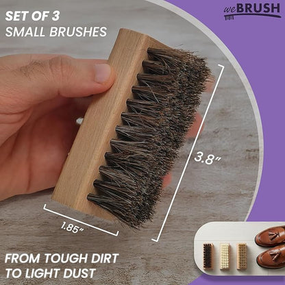 3 Small Shoe Brushes, Shoes Cleaning Brush Kit, Suede Shoe Cleaner, Boot White Sneaker Cleaner with Nylon Boar Horsehair Bristles Suede Brush for Canvas Leather Bags Jackets Scrub & Polish