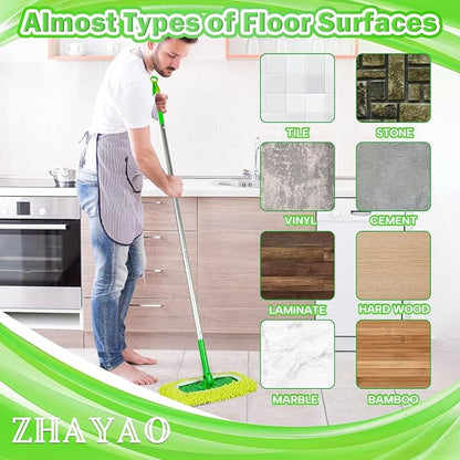Reusable 100% Chenille Mop Pads Compatible with Swiffer Sweeper, Wet and Dry Flat mop Cover, 3 Pack Washable Pads for Surface/Hardwood Floor Cleaning