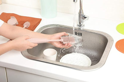 Bottle Brush Silicone Dish Brush with Handle Cleaning Set