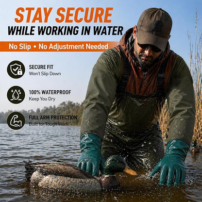 38″ PVC Waterproof Shoulder-Length Decoy Gloves – Heavy-Duty Trapping & Outdoor Protection, Insulated Arm Coverage for Hunting, Fishing & Work