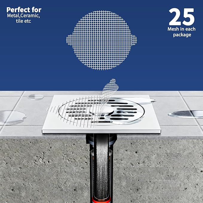 30 Pack,Disposable Mesh Hair Catcher for Shower & Tub Drains, Easy Install, Prevents Clogs, Bathroom Drain Protector