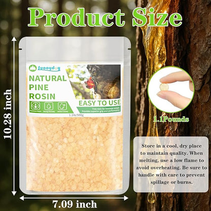 Suooydoy Premium Pine Rosin 1.1lb Natural Pine Resin for Beeswax Wraps Food Grade Good Grip and Performance Ideal for Baseball Softball Tennis Rodeo and Rough Stock Bucking
