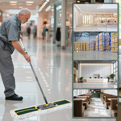 Masthome 36" Commercial Dust Mop, 60" Telescopic Handle Heavy Duty Floor Mop, Wet Dry Industrial Mop with 3 Reusable Pads for Hardwood Marble Laminate Tile, Home Gym Office Use