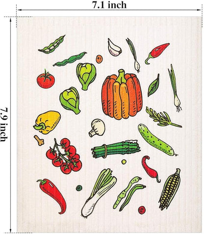 Remagr 18 Pcs Swedish Kitchen Dish Towels - Absorbent Dish Cloths, Quick Drying, Washable Cleaning Wipes, No Odor Hand Towel (Fruits)