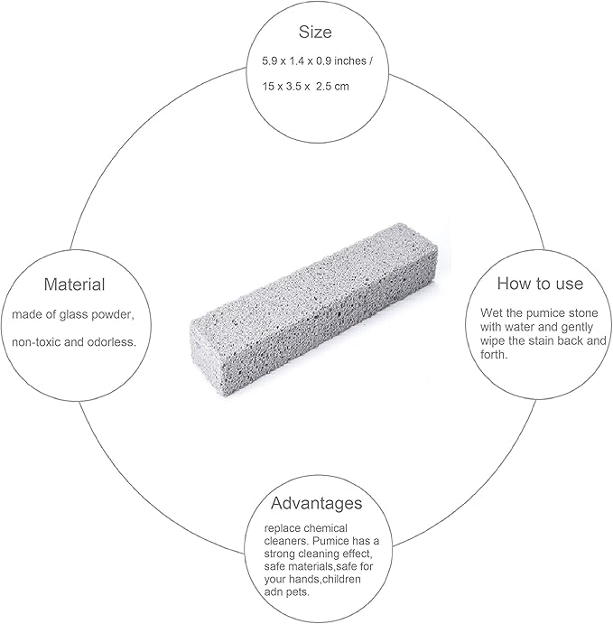 KEOKAY Pumice Stone for Toilet Cleaning, Powerfully Cleans Hard Water Rings and Stains, Suitable for Stains On Toilets, Bathtubs, Tiles, Swimming Pools and Stainless Steel Sinks 6 Packs